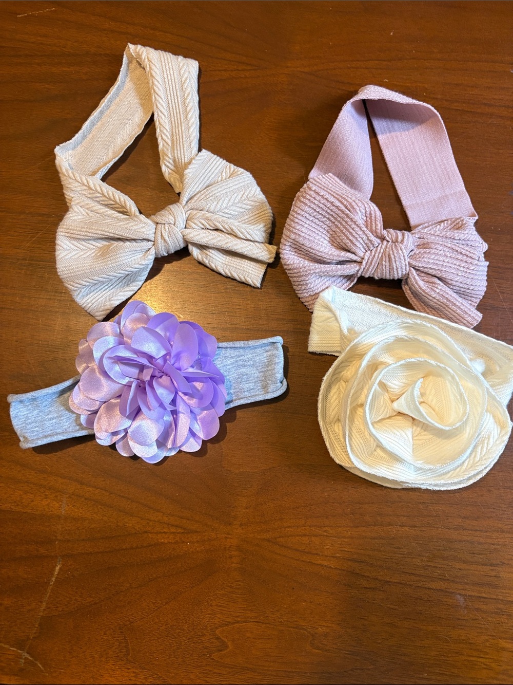 T.J.Maxx Girls Floral & Bow Headband Set - Pink, Cream, Lavender, Gray